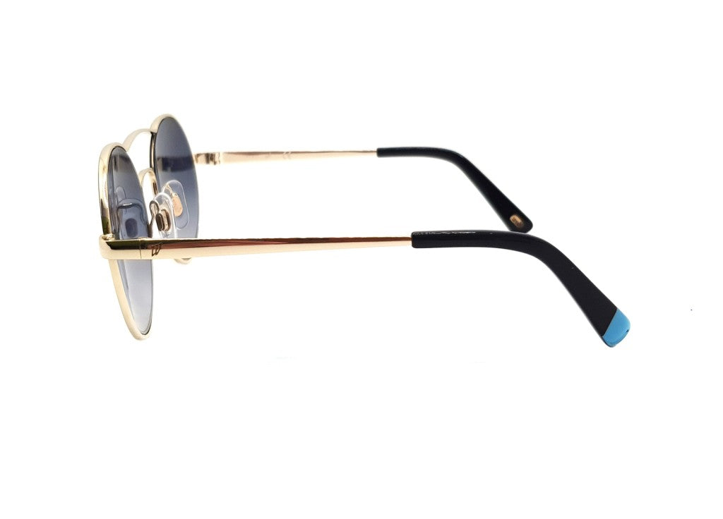 WEB WE0270 S (32W) unisex sunglasses, round in gold-colored metal and blue lenses