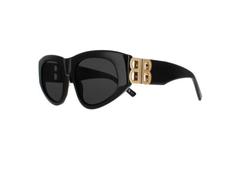 BALENCIAGA BB0095S (001) SUNGLASSES in black acetate and grey lenses