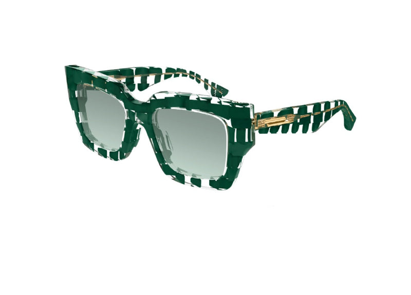 OCCHIALI DA SOLE BOTTEGA VENETA BV1212S (008) acetato verde e trasparente e lenti verdi