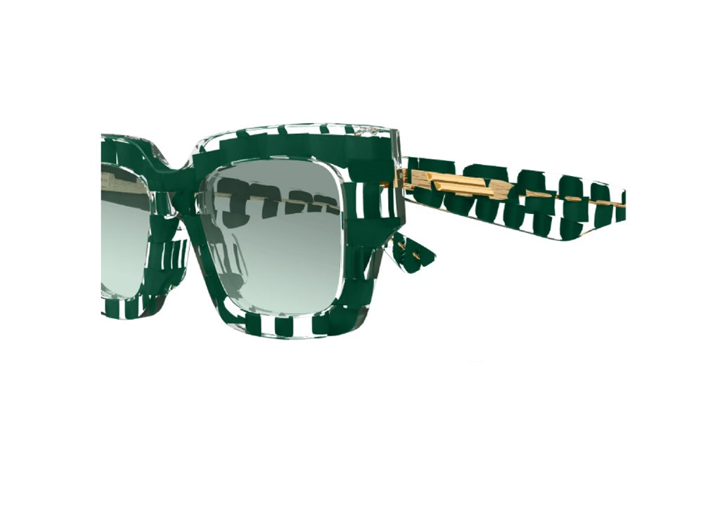 OCCHIALI DA SOLE BOTTEGA VENETA BV1212S (008) acetato verde e trasparente e lenti verdi