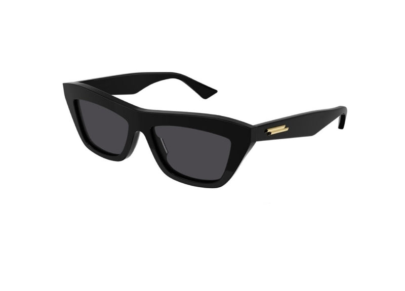 OCCHIALI DA SOLE BOTTEGA VENETA BV1121S (001) acetato nero con lenti grigie e dettagli in oro