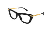 BOTTEGA VENETA BV1370O (001) Optische Brille aus schwarzem und goldenem Acetat
