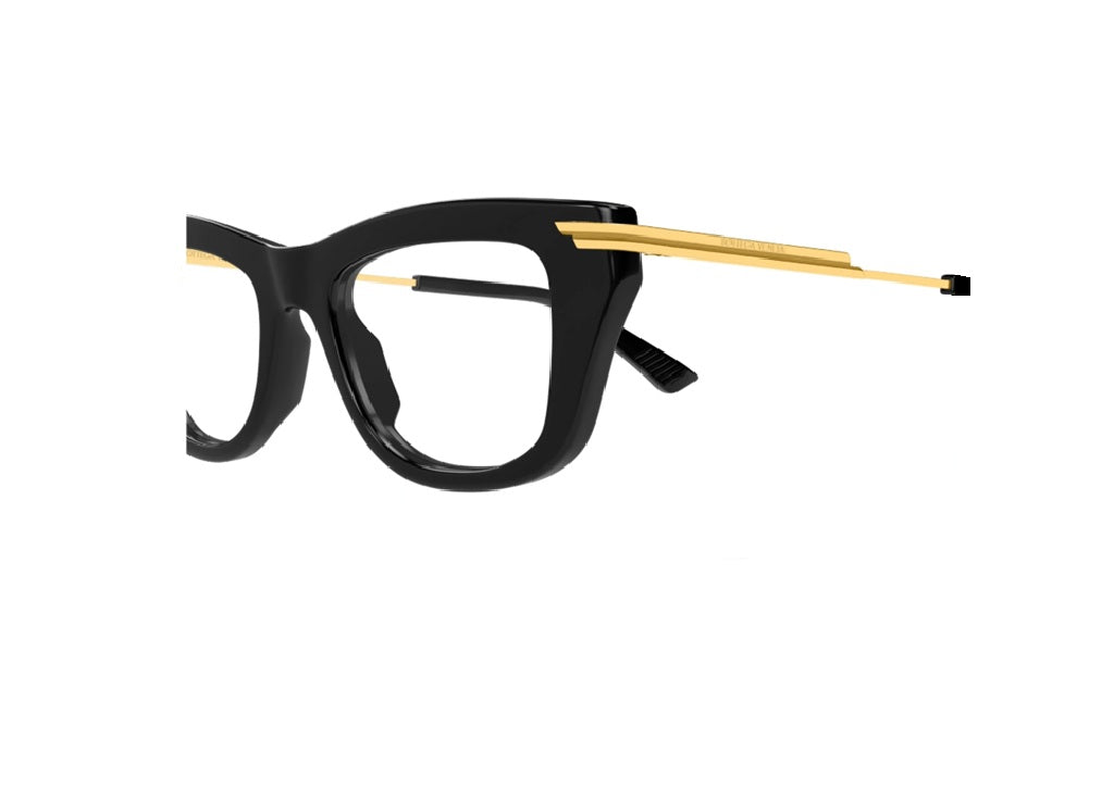 BOTTEGA VENETA BV1370O (001) Optische Brille aus schwarzem und goldenem Acetat