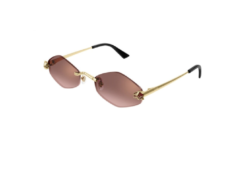 OCCHIALI DA SOLE CARTIER PANTHERE de Cartier CT0433S (006) oro e lenti polarizzate rosse
