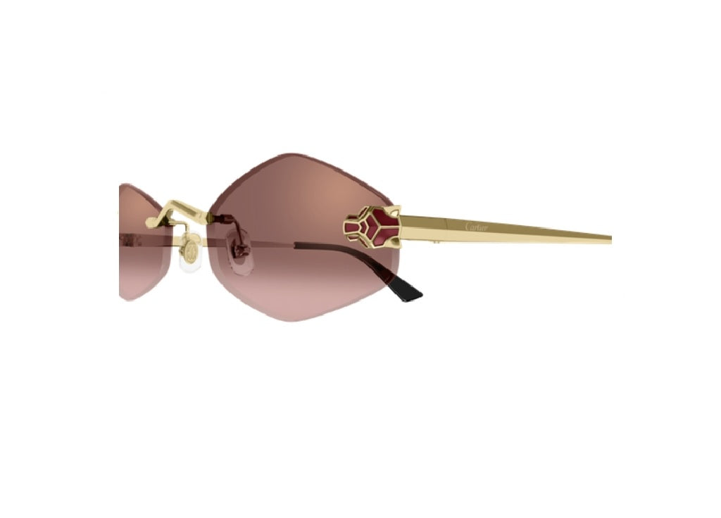 OCCHIALI DA SOLE CARTIER PANTHERE de Cartier CT0433S (006) oro e lenti polarizzate rosse