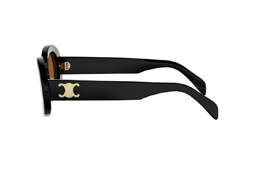 CELINE CL40194U (01J) Triomphe SUNGLASSES in black acetate and brown lenses