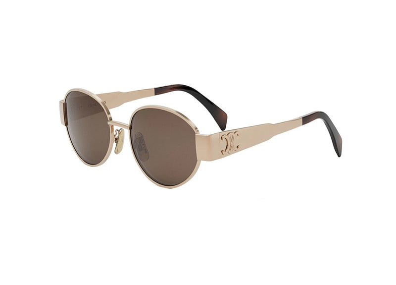 CELINE CL40235U (28E) Metal Triomphe SUNGLASSES in gold metal with brown lenses