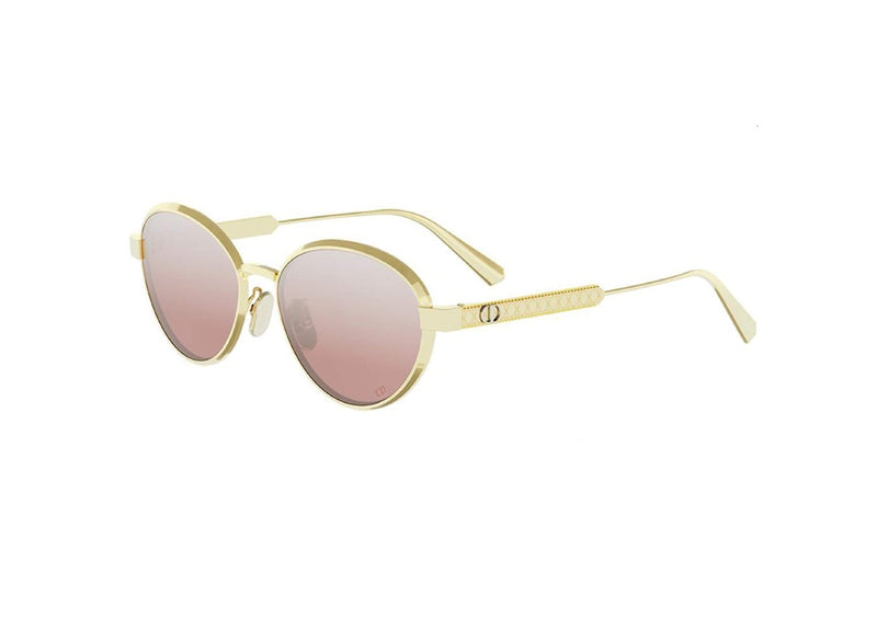 DIOR DiorCannage R1U (B0R6) SUNGLASSES in gold-colored metal and pink lenses