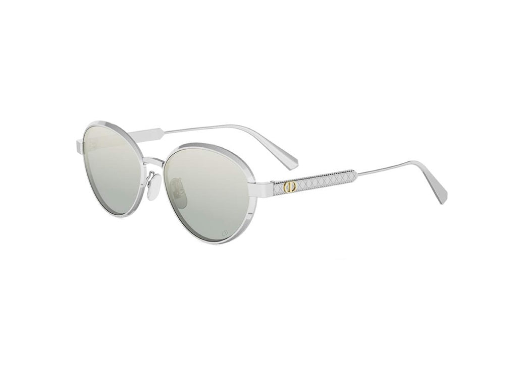 DIOR DiorCannage R1U (F016) SUNGLASSES in shiny silver metal and blue lenses
