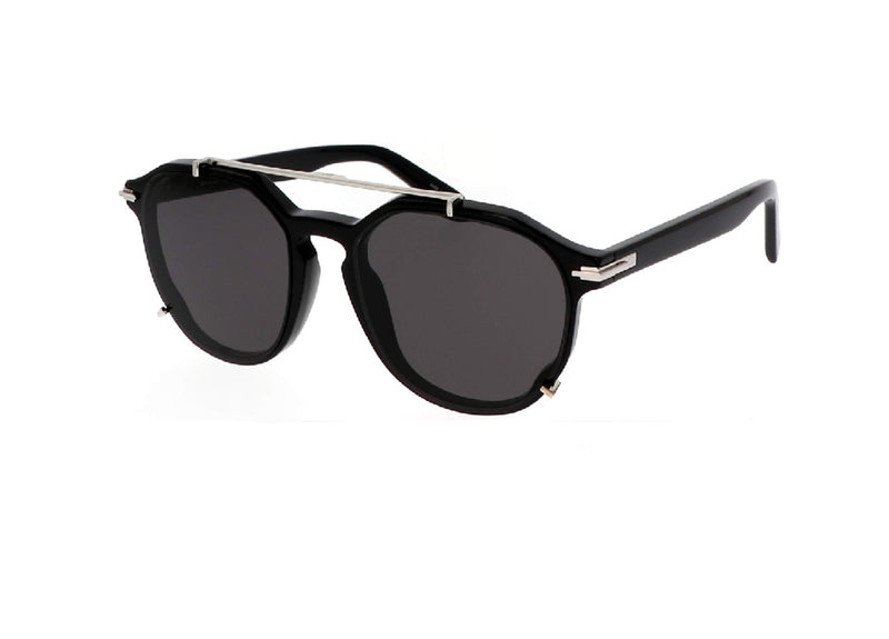 DIOR DIORBLACKSUIT RI (10A0) round black acetate sunglasses with grey lenses
