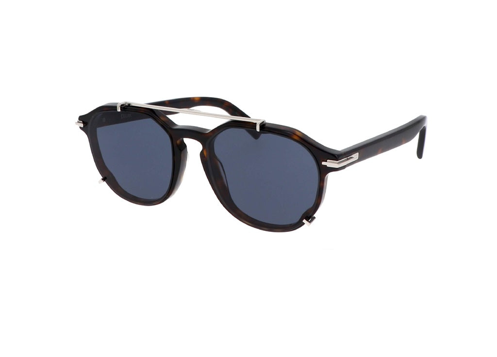 OCCHIALI DA SOLE DIOR DIORBLACKSUIT RI (20B0) rotondi in acetato havana e lenti blu