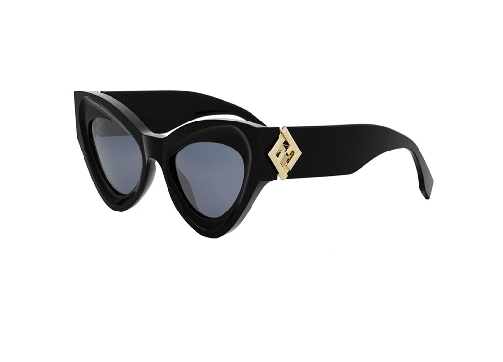 FENDI FF DIAMONDS FE40146I (01V) cat eye sunglasses in black acetate and blue lenses