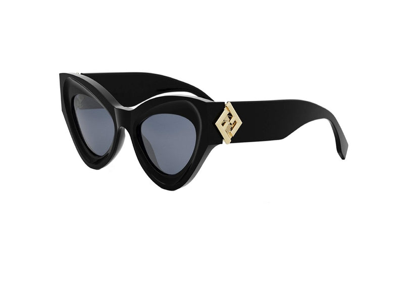FENDI FF DIAMONDS FE40146I (01V) cat eye sunglasses in black acetate and blue lenses