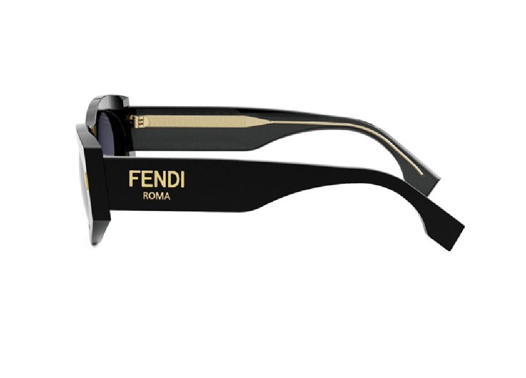 FENDI ROMA FE40125I (01V) Sonnenbrille aus schwarzem Acetat mit blauen Gläsern