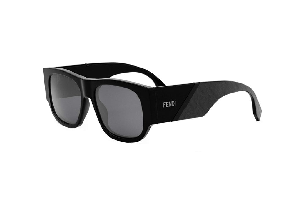 FENDI DIAGONAL FE40156I (01A) Sonnenbrille aus schwarzem Acetat mit grauen Gläsern