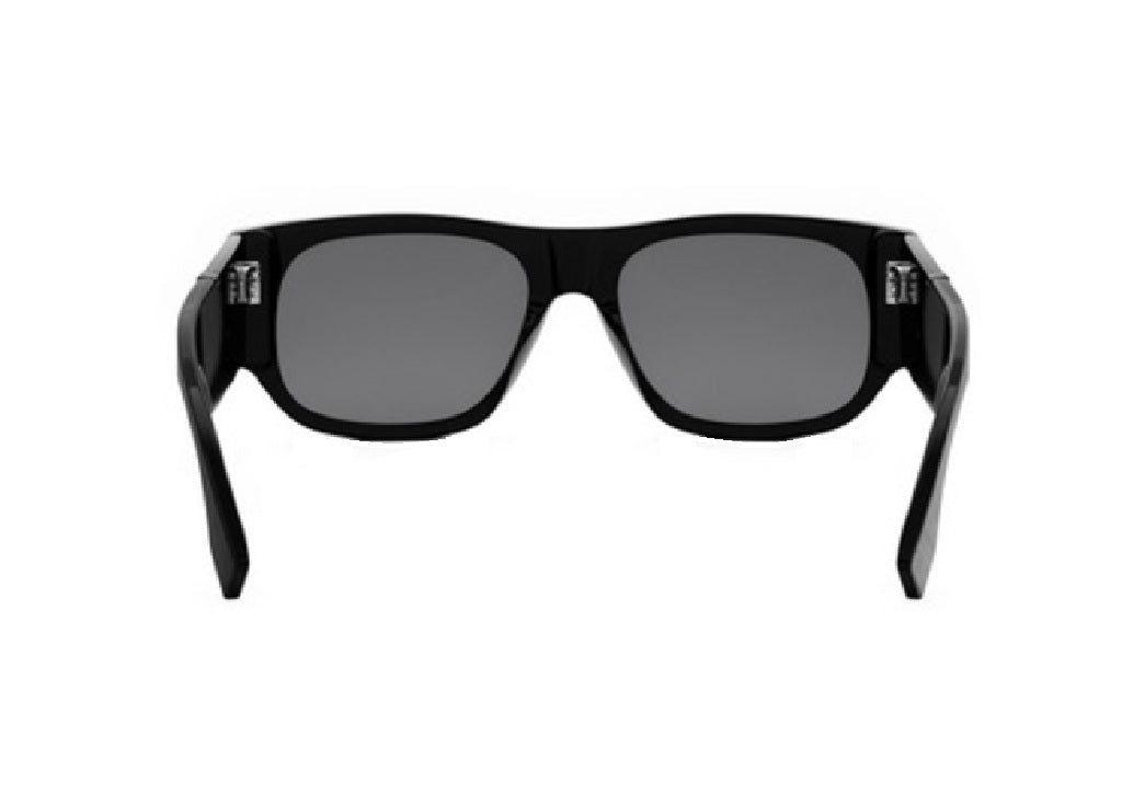 FENDI DIAGONAL FE40156I (01A) Sonnenbrille aus schwarzem Acetat mit grauen Gläsern