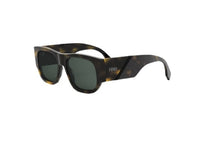 FENDI DIAGONAL FE40156I (52N) Sonnenbrille aus havannafarbenem Acetat mit grünen Gläsern
