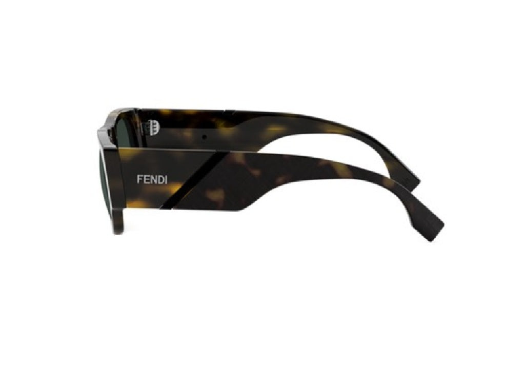 FENDI DIAGONAL FE40156I (52N) Sonnenbrille aus havannafarbenem Acetat mit grünen Gläsern