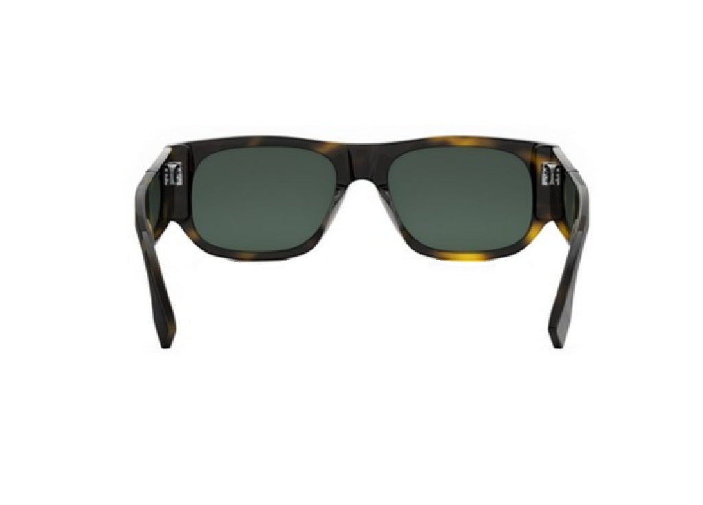FENDI DIAGONAL FE40156I (52N) Sonnenbrille aus havannafarbenem Acetat mit grünen Gläsern