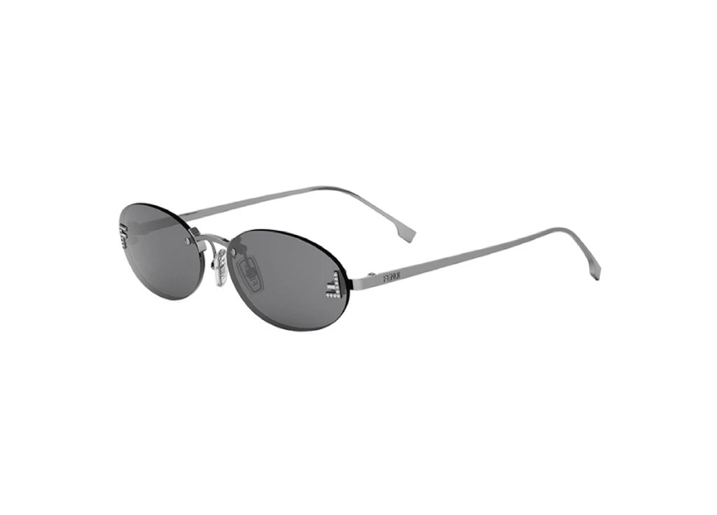 FENDI First Crystal FE4075US (12A) silberne ovale Sonnenbrille
