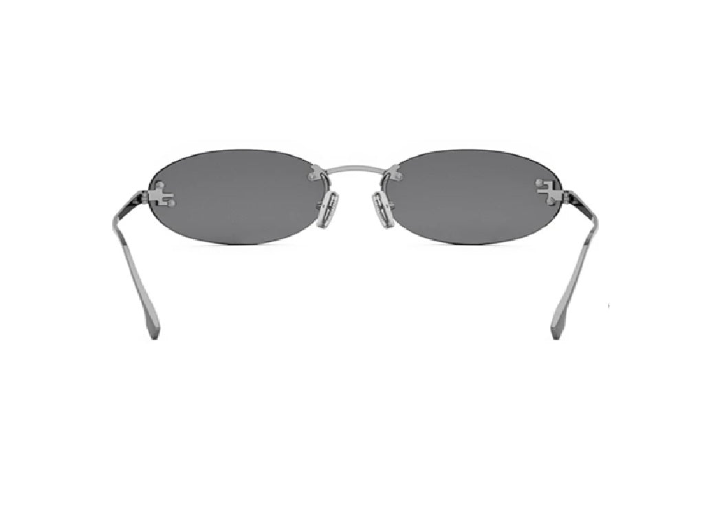 FENDI First Crystal FE4075US (12A) silberne ovale Sonnenbrille