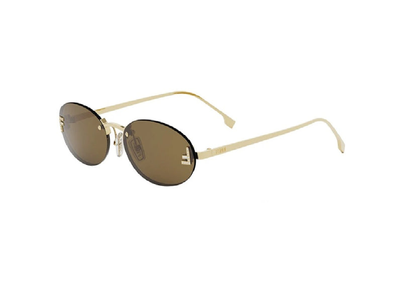 FENDI First Crystal FE4075US (30J) ovale gelbe Sonnenbrille mit grünen Gläsern