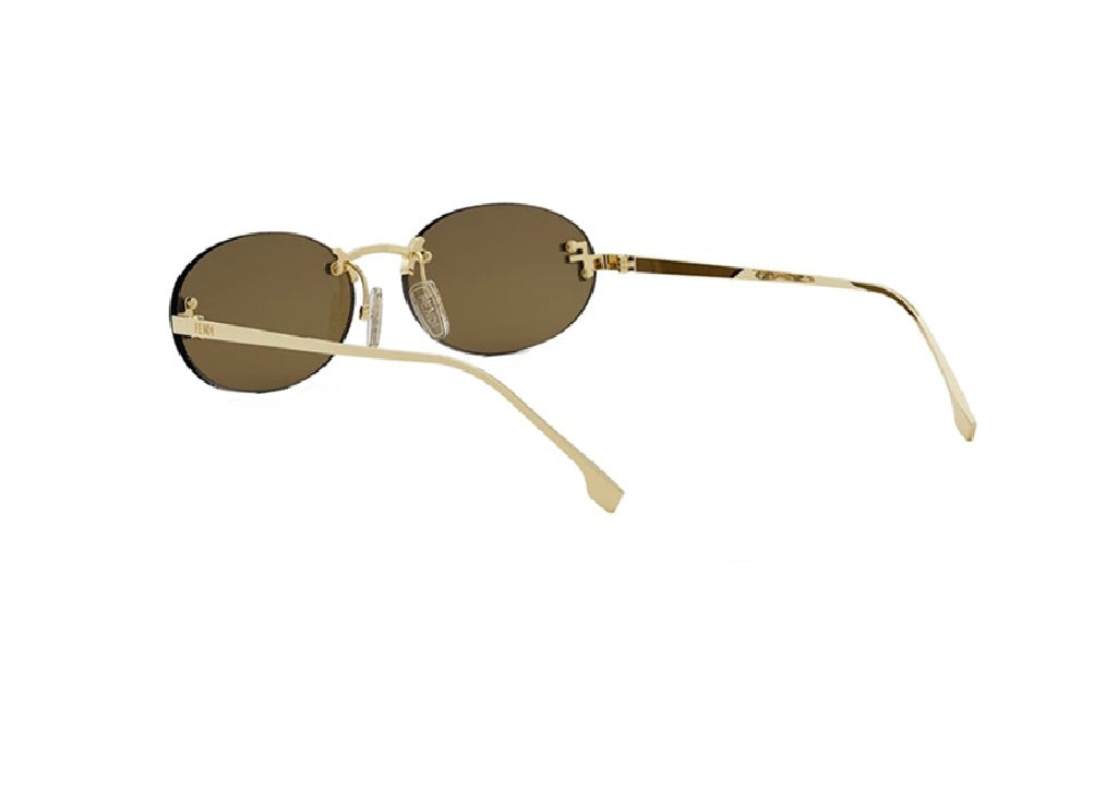 FENDI First Crystal FE4075US (30J) ovale gelbe Sonnenbrille mit grünen Gläsern
