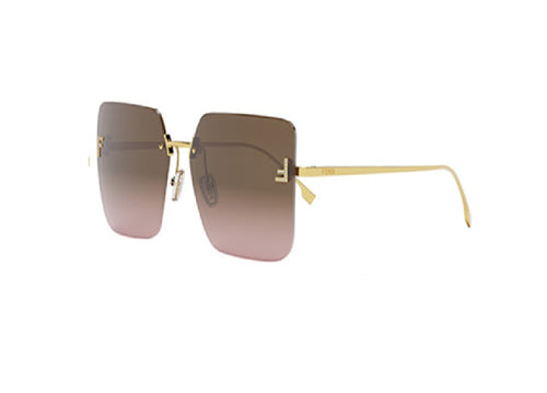 OCCHIALI DA SOLE FENDI First Crystal FE4082US (30T) oro farfalla con lenti rosa e marrone