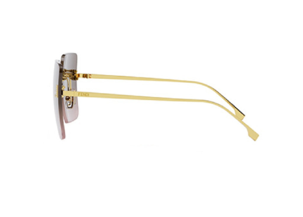 FENDI First Crystal FE4082US (30T) goldene Schmetterlings-Sonnenbrille mit rosa-braunen Gläsern