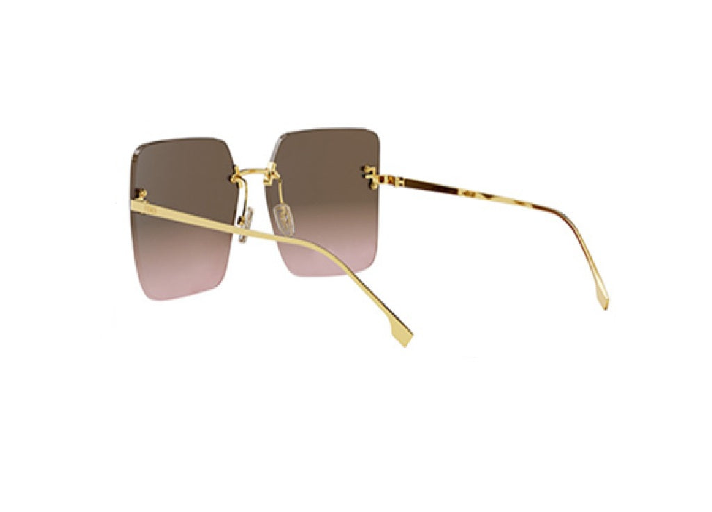 FENDI First Crystal FE4082US (30T) goldene Schmetterlings-Sonnenbrille mit rosa-braunen Gläsern