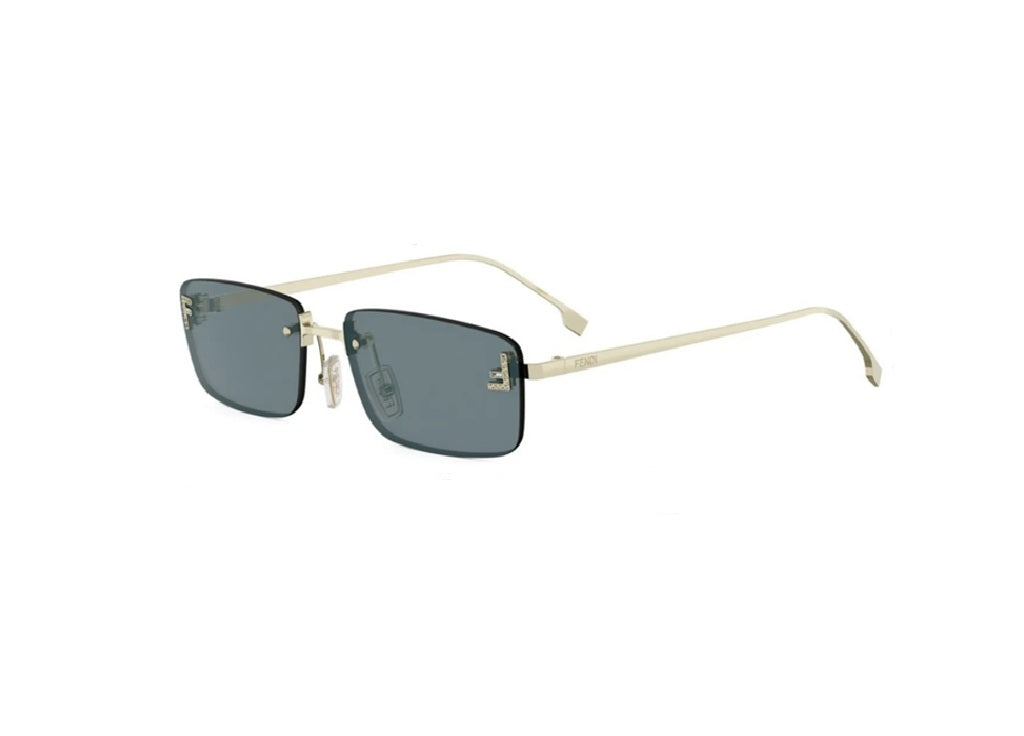 FENDI First Crystal FE4172US (32V) SUNGLASSES in yellow gold metal and blue lenses