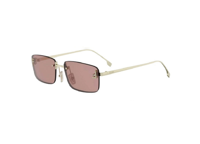 FENDI First Crystal FE4172US (32Y) SUNGLASSES in yellow gold metal and pink lenses