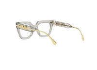 FENDI FendiGraphy FE50065I (020) Damen-Brillenfassung aus transparentem grauem Acetat mit goldenem Logo
