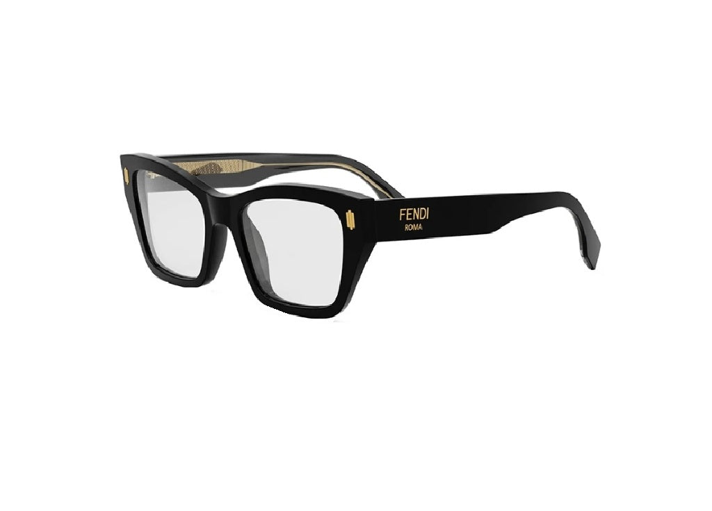 FENDI ROMA FE50118I (001) Unisex-Brillenfassung aus schwarzem Acetat