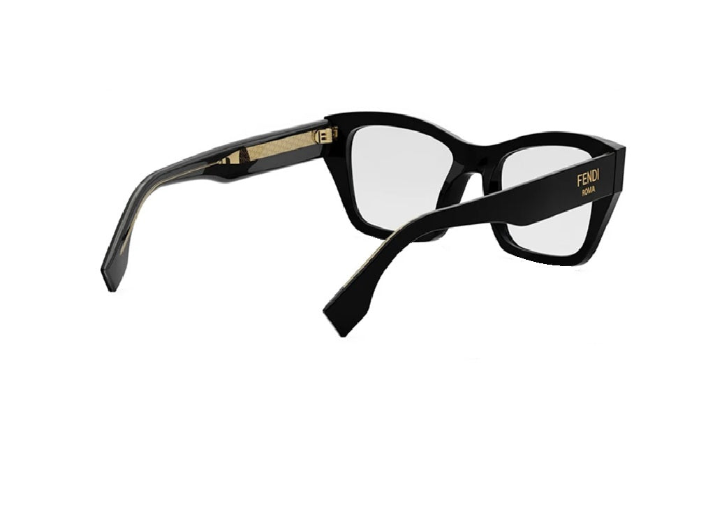 FENDI ROMA FE50118I (001) Unisex-Brillenfassung aus schwarzem Acetat