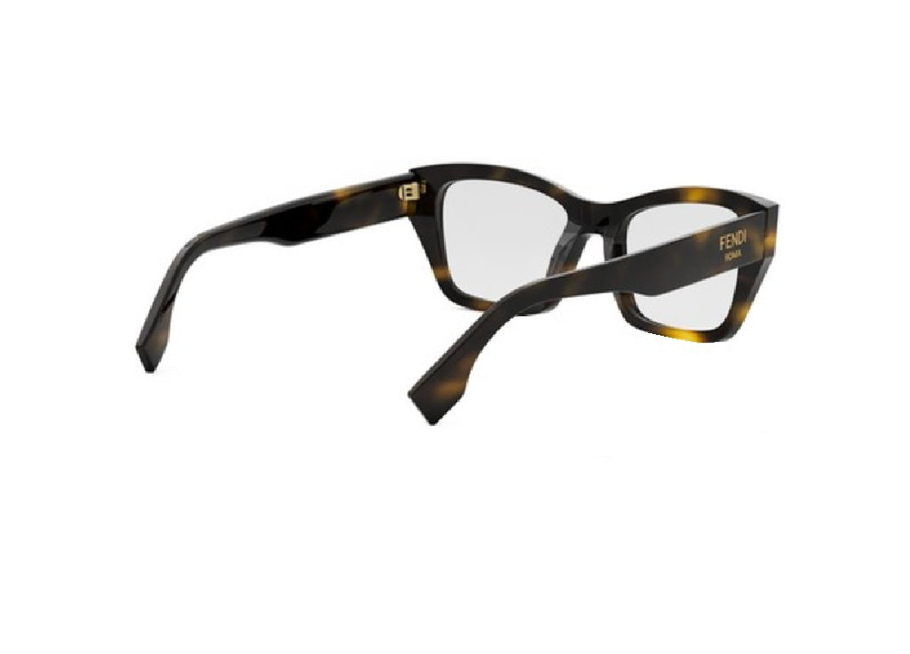 FENDI ROMA FE50118I (052) Unisex-Brillenfassung aus glänzendem Havanna-Acetat