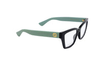 GUCCI GG1715O (004) montatura da vista da donna in iniettato nero con astine verde acqua