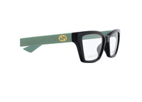 GUCCI GG1715O (004) montatura da vista da donna in iniettato nero con astine verde acqua