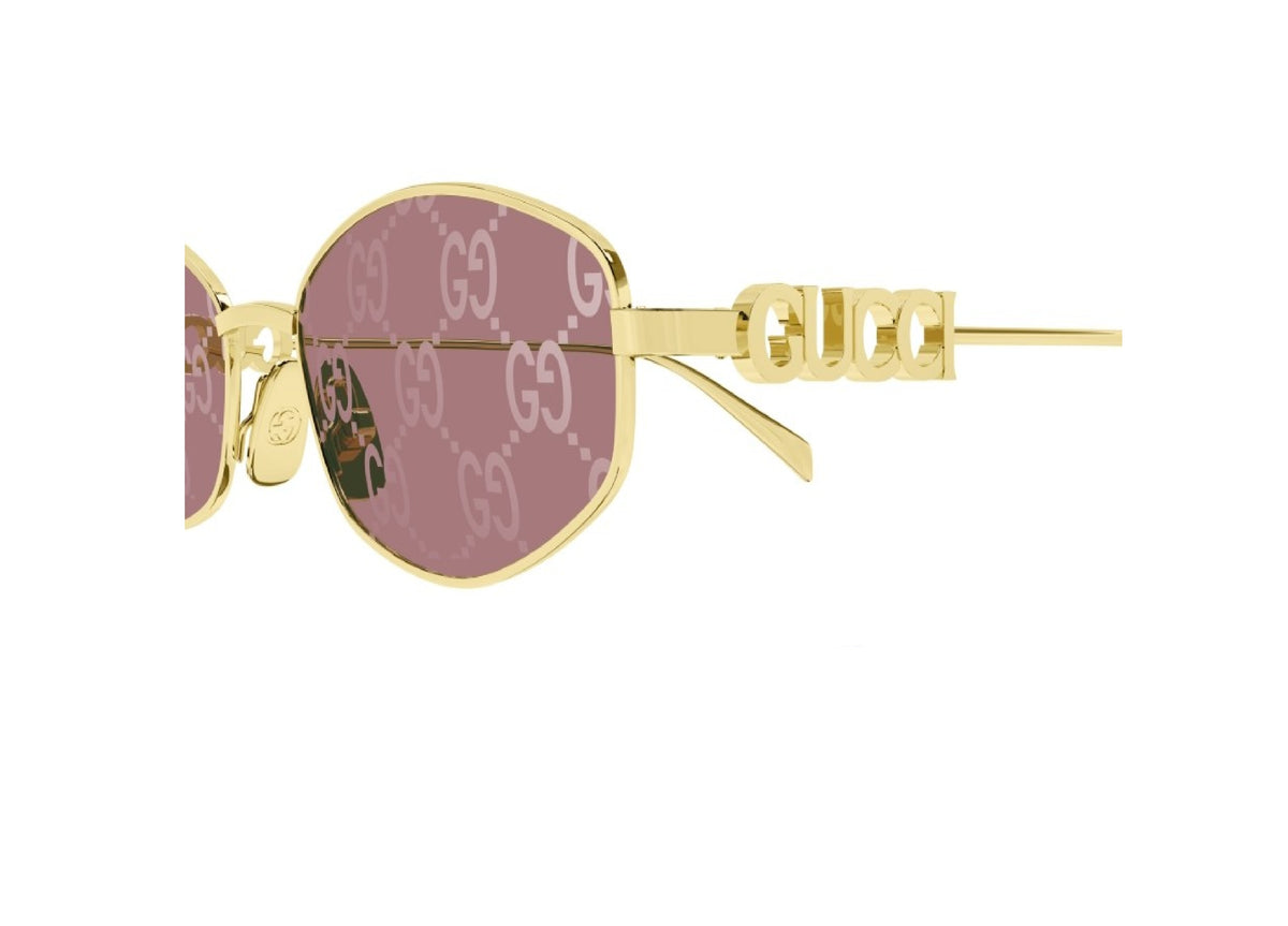 GUCCI SUNGLASSES GG1802S (002) gold with red lenses with logo