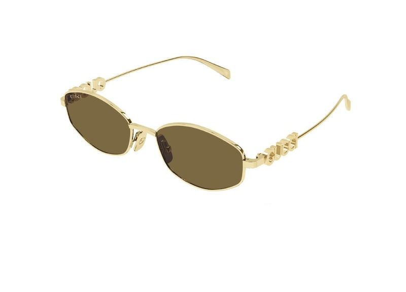 GUCCI SUNGLASSES GG1802S (005) gold with brown lenses and logo on the temples