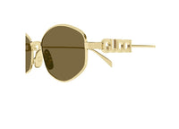 GUCCI SUNGLASSES GG1802S (005) gold with brown lenses and logo on the temples