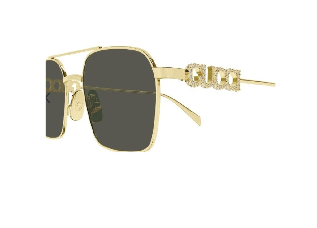 GUCCI SUNGLASSES GG1804S (001) gold with grey lenses and logo on the temples