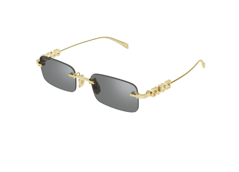 GUCCI SUNGLASSES GG1808S (003) gold with grey lenses and logo on the temples