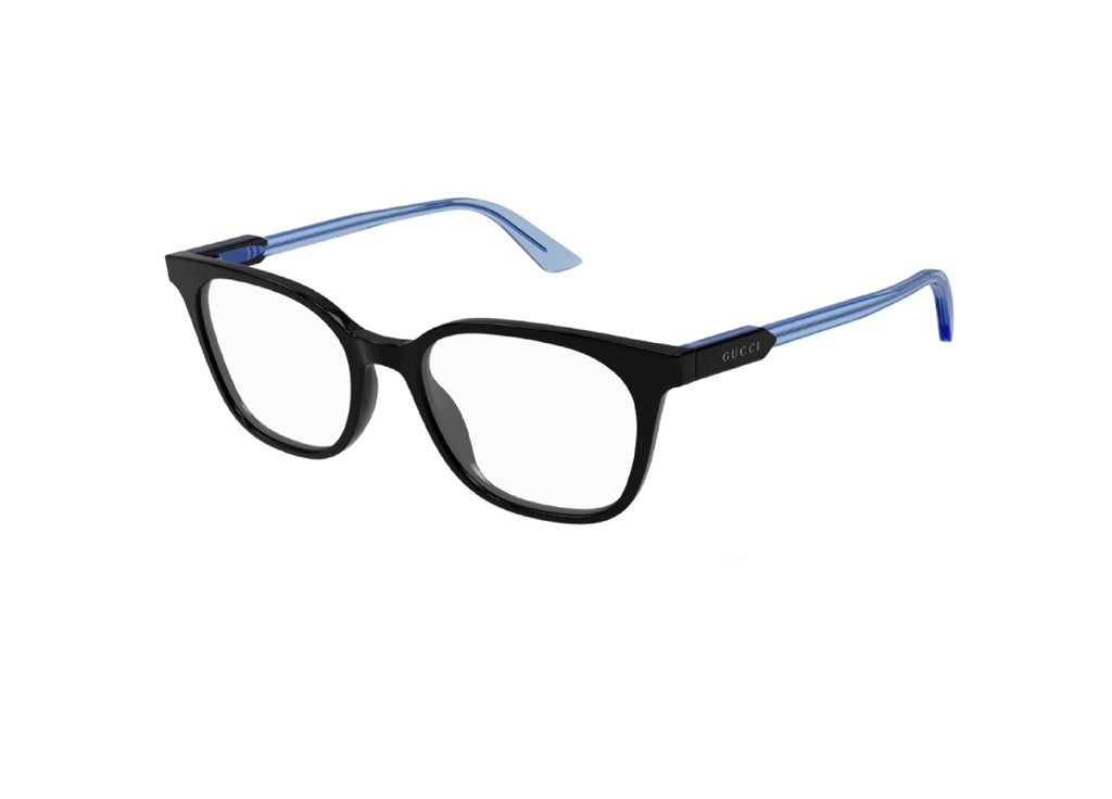 GUCCI GG1821O (003) montatura da vista unisex in acetato nero con terminali azzurri