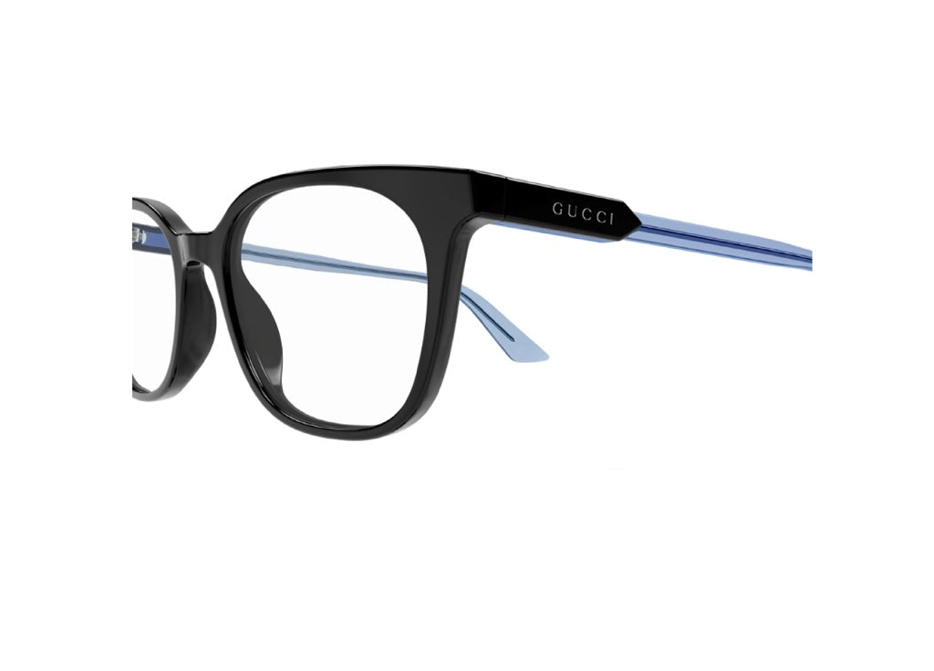 GUCCI GG1821O (003) montatura da vista unisex in acetato nero con terminali azzurri