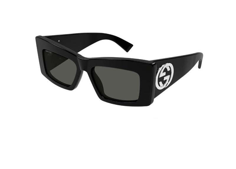 GUCCI GG1842S (001) oversized black acetate sunglasses with grey lenses