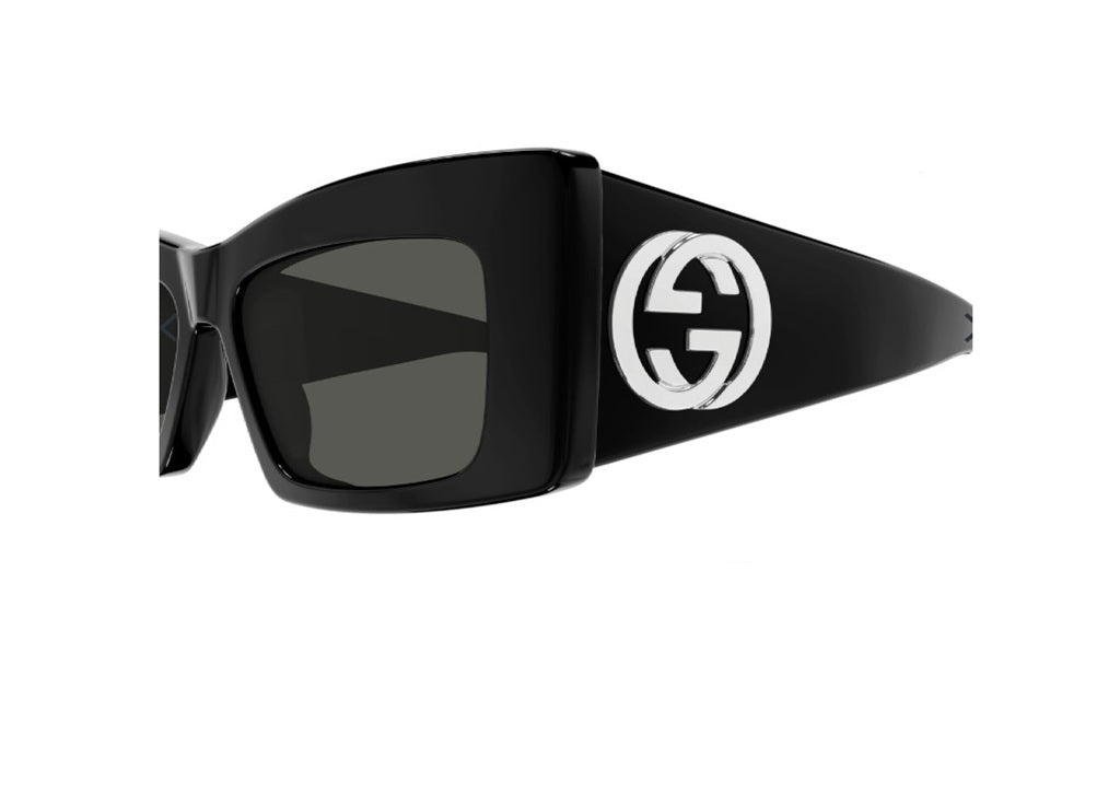 GUCCI GG1842S (001) oversized black acetate sunglasses with grey lenses