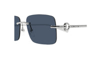 GUCCI GG1703S (003) SUNGLASSES in silver metal with blue lenses