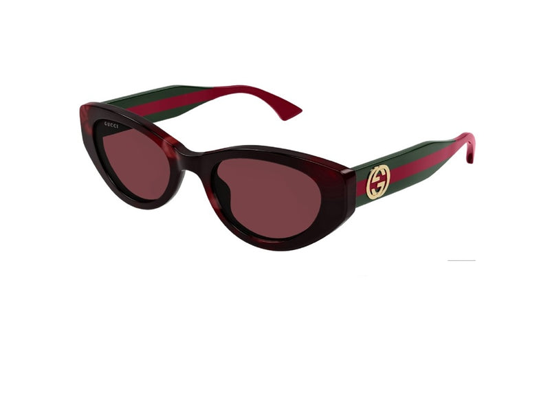 GUCCI GG1862S (003) SUNGLASSES in havana acetate, red lenses and Gucci temples