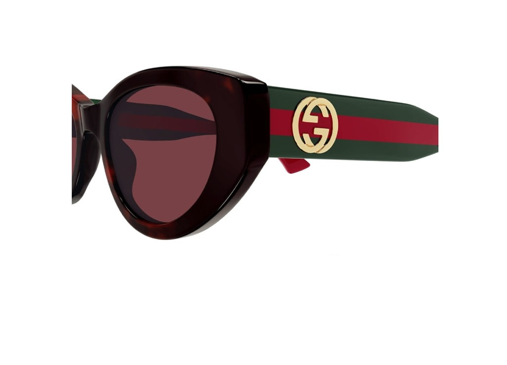 GUCCI GG1862S (003) SUNGLASSES in havana acetate, red lenses and Gucci temples
